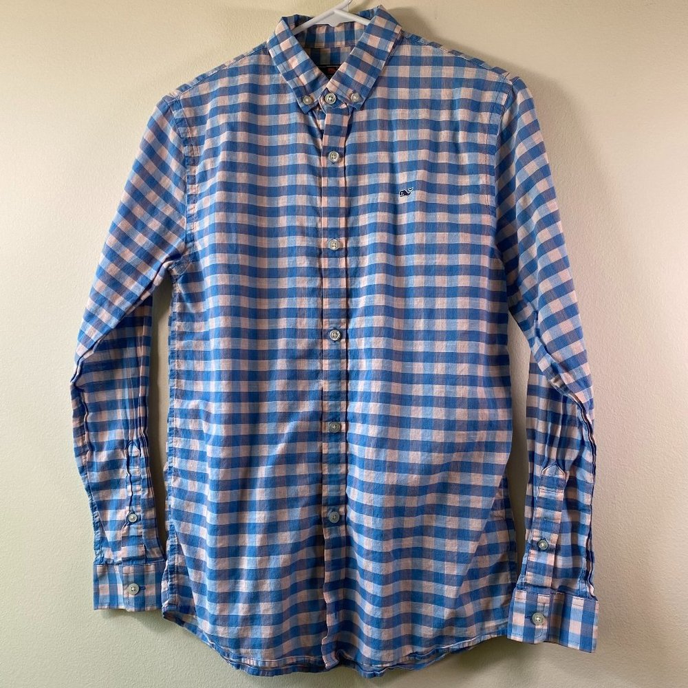 Vineyard Vines Boy's Whale Button-Down Shirt, Size Large (16)